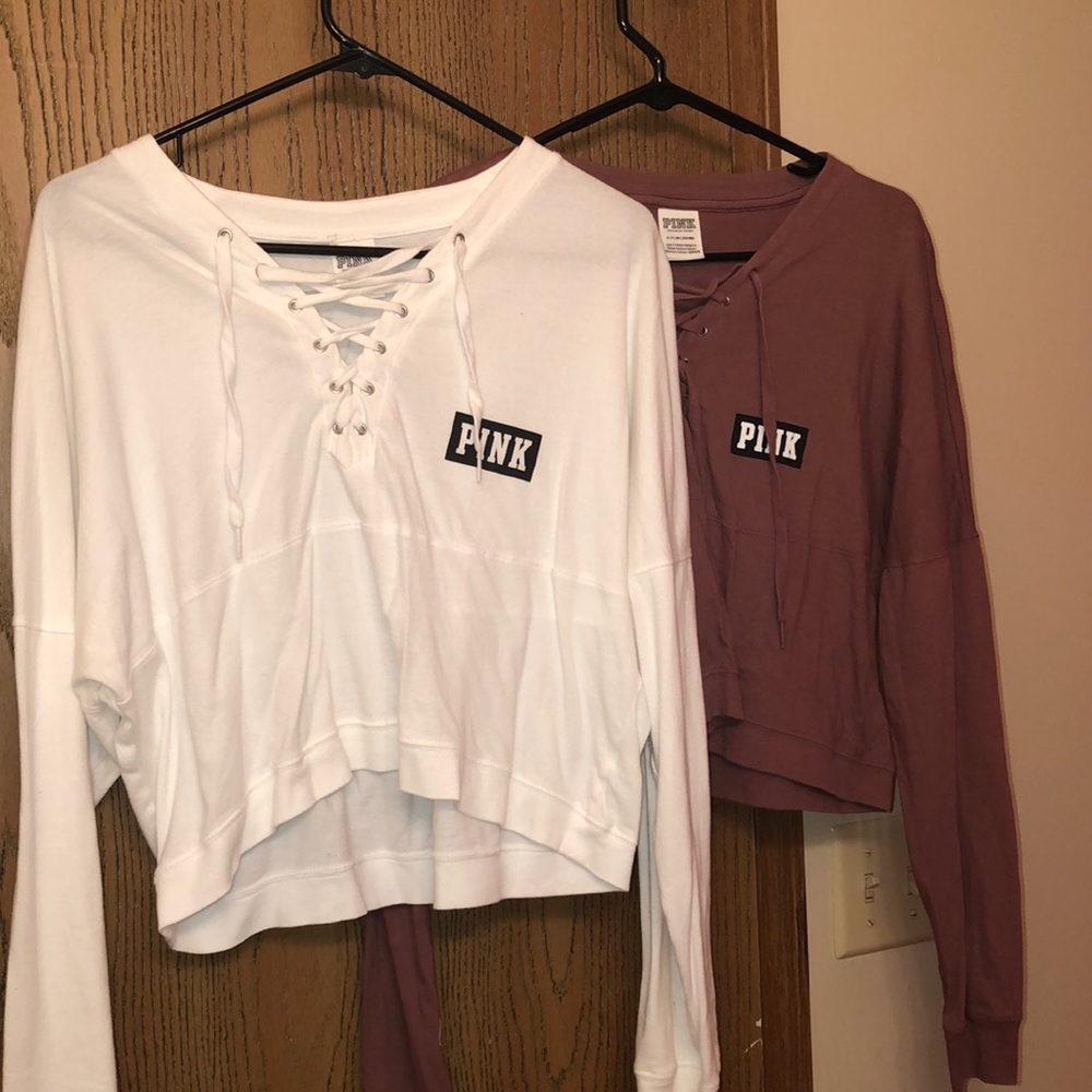 Two Crop Top long sleeve PINK shirts